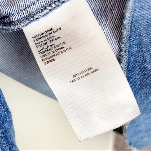 Bebe Women's Denim Off Shoulder Ruffle Boho Top XS - Picture 7 of 8